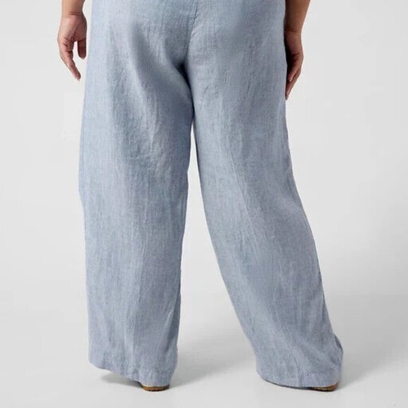 Athleta Cabo Linen Wide Leg Pants Women 20‎ Elastic Waist Pockets Lightweight - Picture 12 of 14